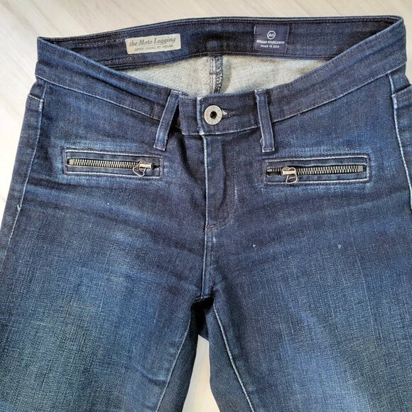 Jeans AG Adriano Goldschmied Women Size 25R The Moto Legging Zipper Ankle - Picture 12 of 16